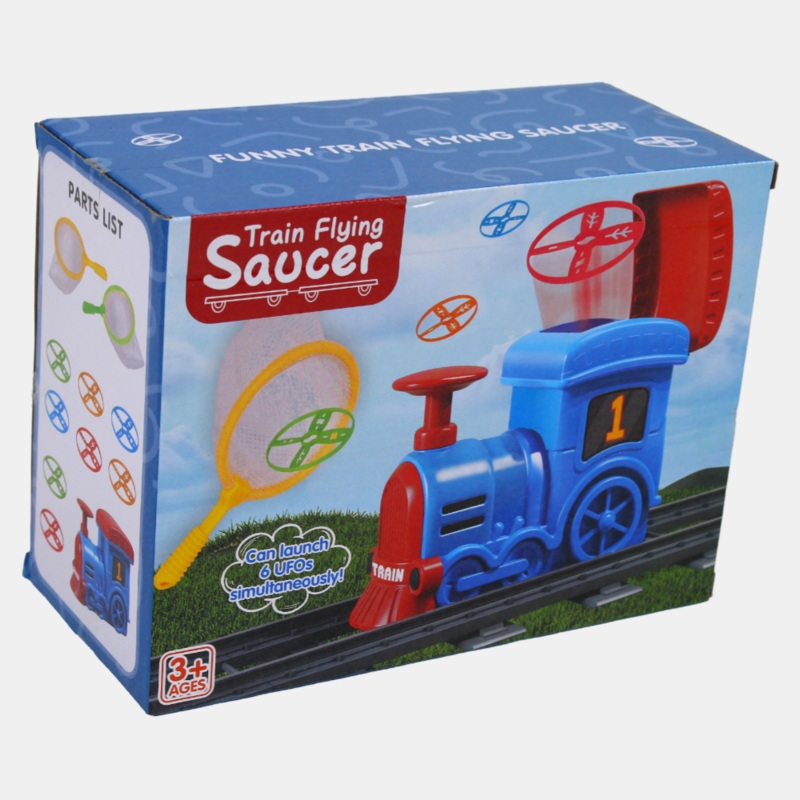 Train Flying Saucer  Fun Fly & Catch Game for Kids & Adults (Blue)