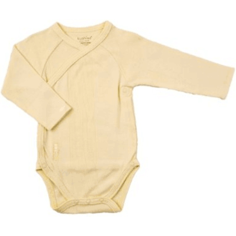 Kushies Baby Wrap Long Sleeve Bodysuit in Yellow-3 Month