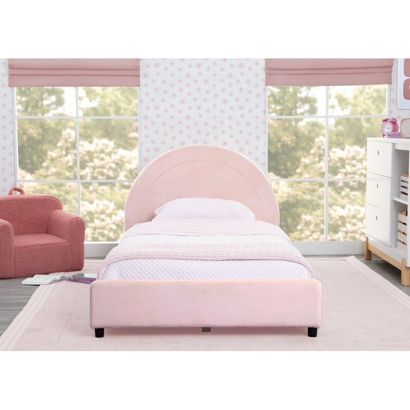 Upholstered Twin Bed with Round Headboard
