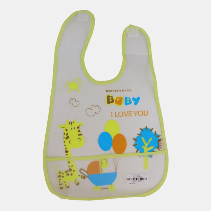 Baby Bib  White with Cute Giraffe Design
