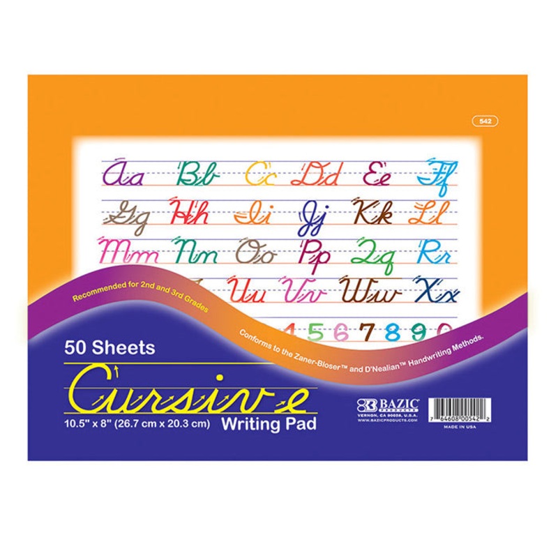 BAZIC 50 Ct. 10.5″ X 8″ Cursive Writing Pad