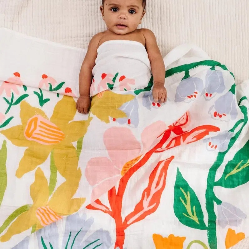 Clementine Kids – Cotton Muslin Swaddle – Garden