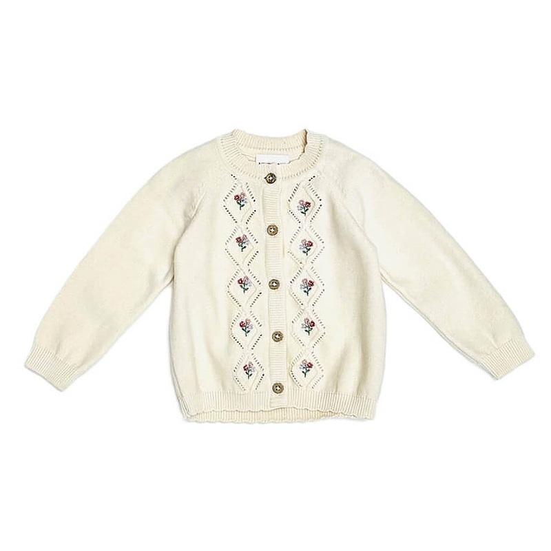 Floral Pointelle Knit Cardigan