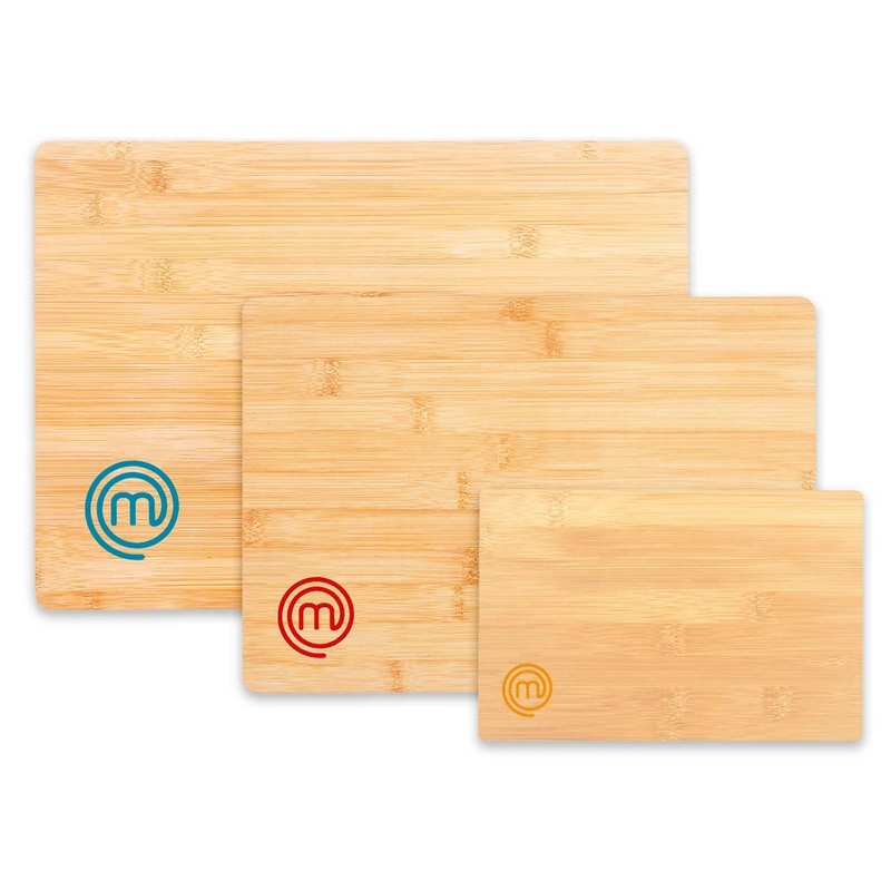 MasterChef 3pc Bamboo Cutting Board Set with Color Coding Vivid Collection: Lightweight, Juice Canal, Hand Wash