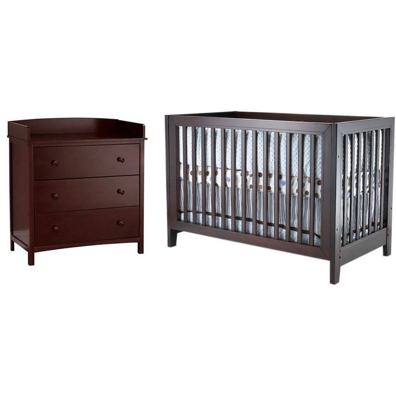SB2 Jordan 2 Piece Nursery Set in Espresso – Crib & Simple 3 Drawer Dresser