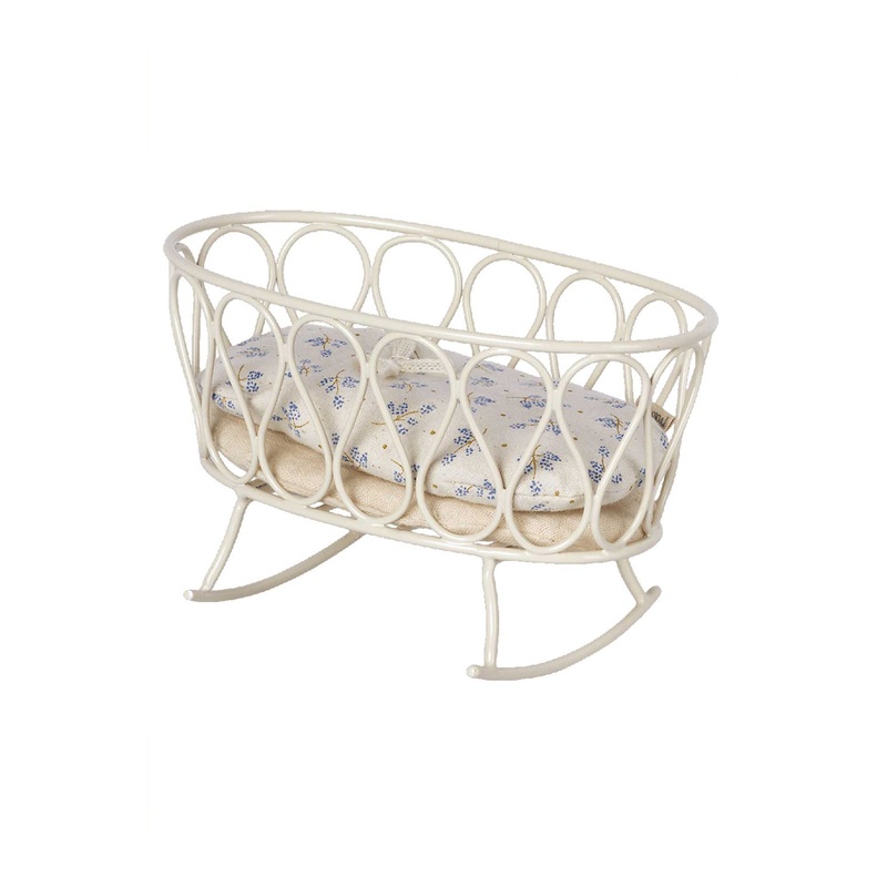 Maileg Miniature Cradle With Sleeping Bag – Blue