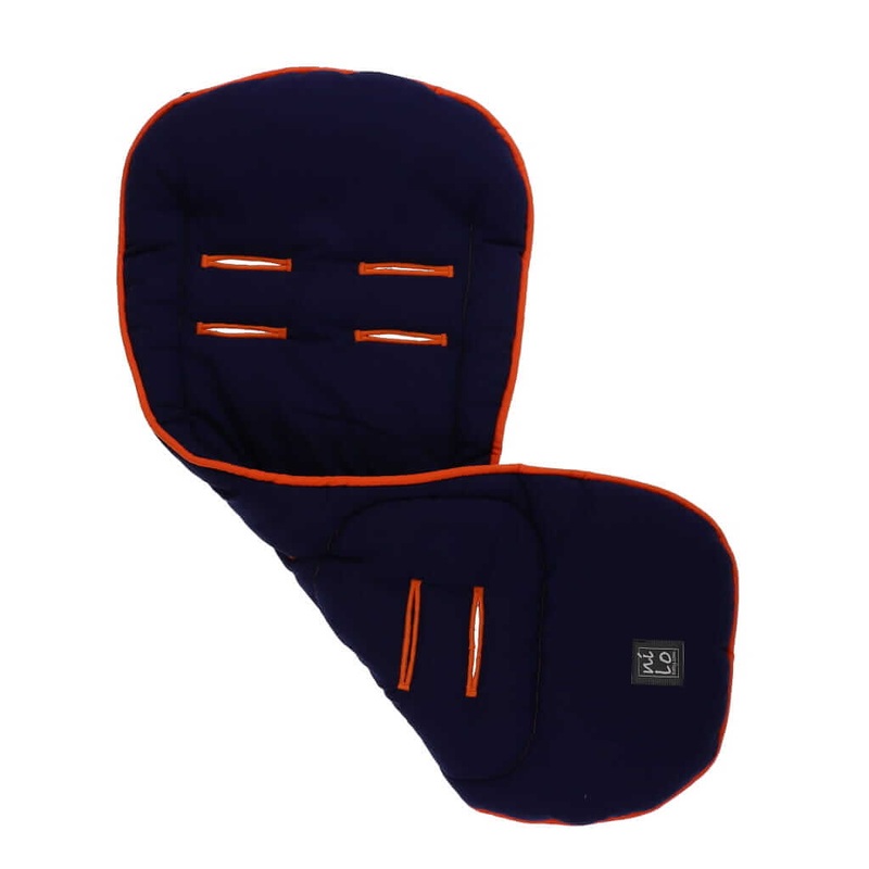 NLO Long Stroller Mat Solid Navy/Orange Trim