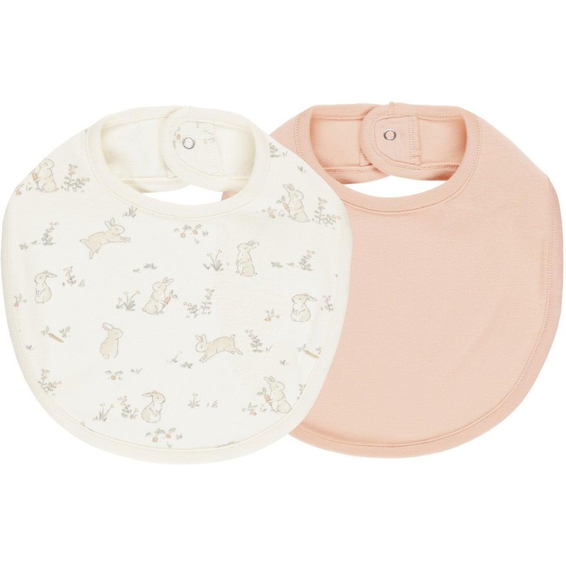 Quincy Mae Jersey Snap Bib, 2 Pack || Bunnies, Melon
