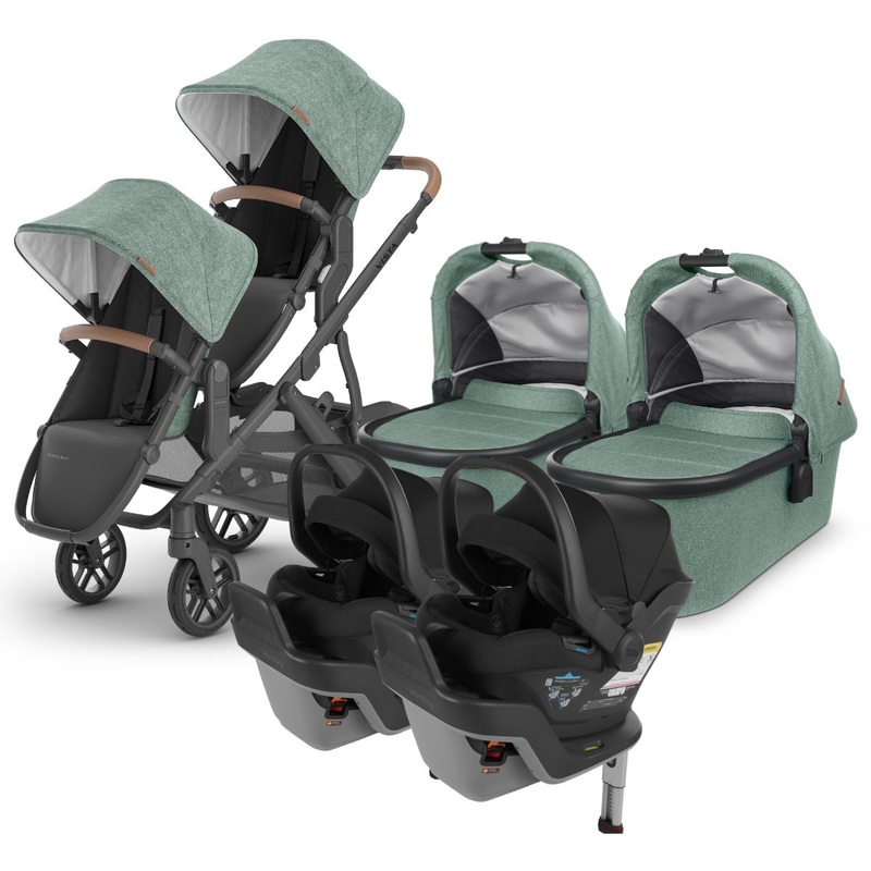 UPPAbaby VISTA V2 Twin Double Stroller + MESA MAX Travel System Bundle with Rumble Seat V2+ – Gwen / Jake