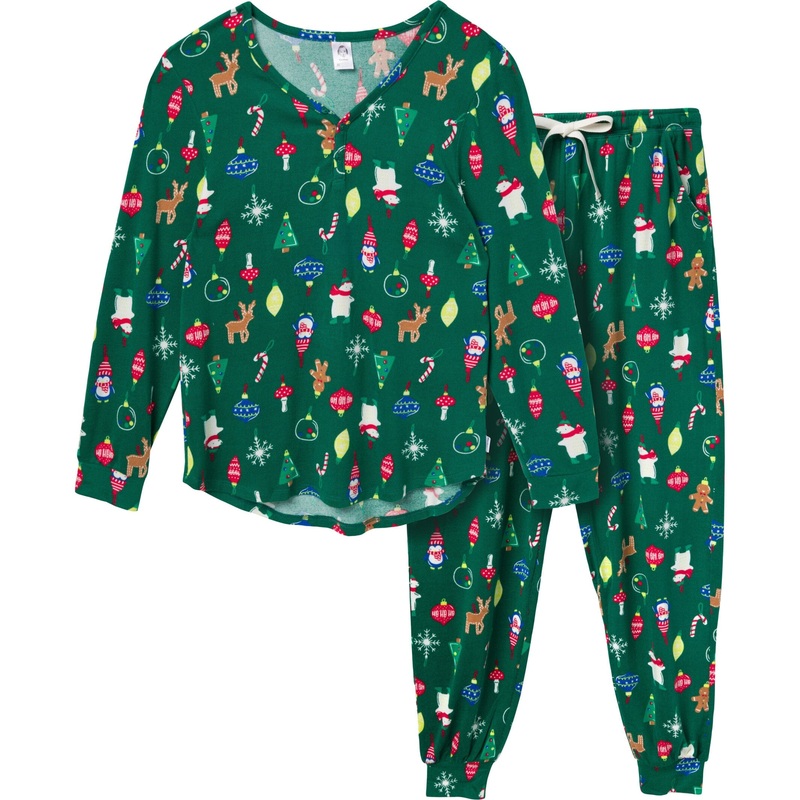 2-Piece Women’s Ornaments Hacci Pajama Set