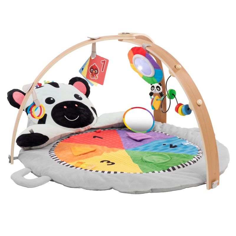 Baby Einstein Zen’s Activity Milestones Plush Gym, with Wooden Bar, Infant to Toddler