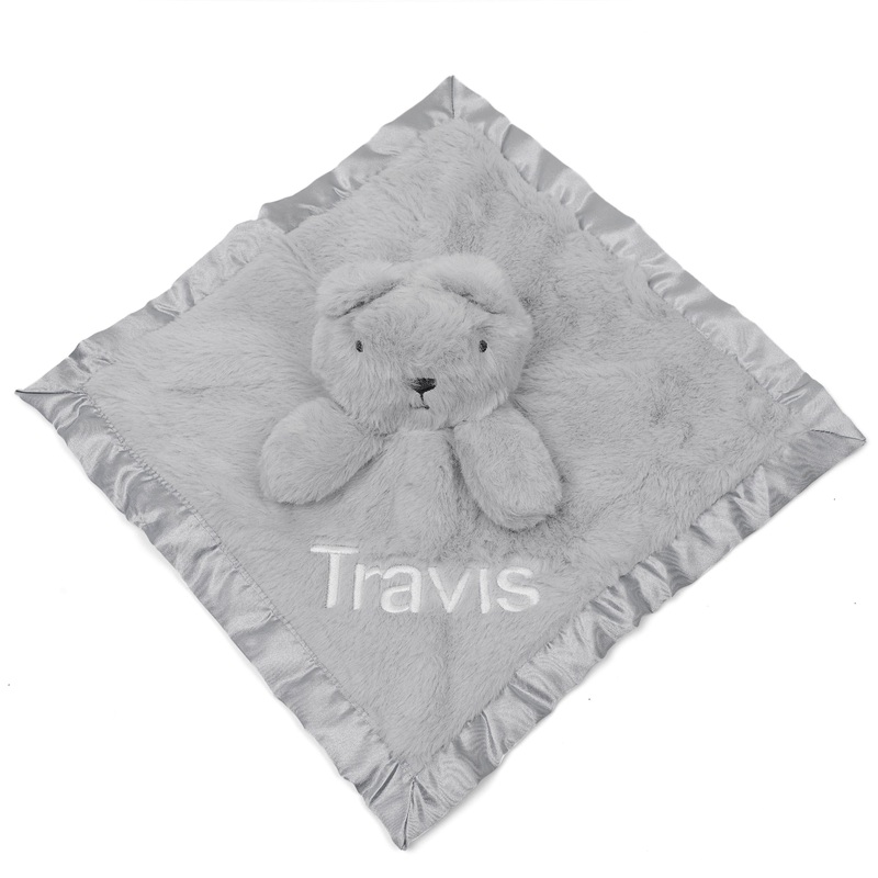 Embroidered Neutral Light Gray Security Blanket