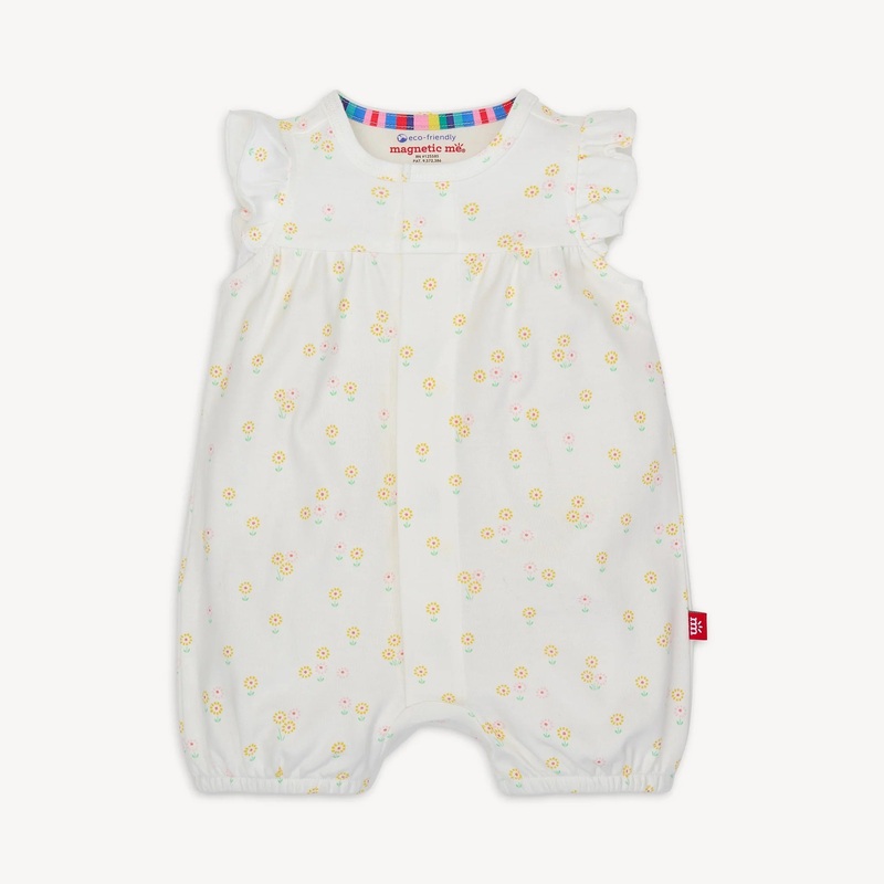 Evangeline Organic Cotton Magnetic Ruffle Sleeve Romper