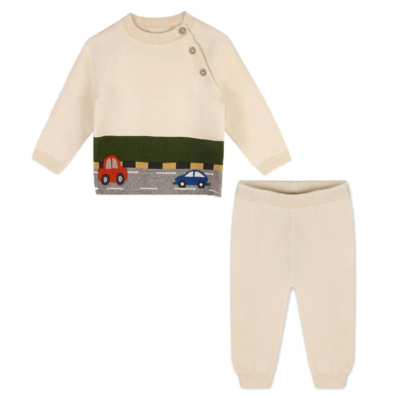 Knit Raglan Sweater and Pants Natural Set