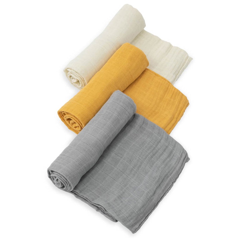 Little Unicorn Cotton Muslin Swaddle 3 Pack – Mustard Set