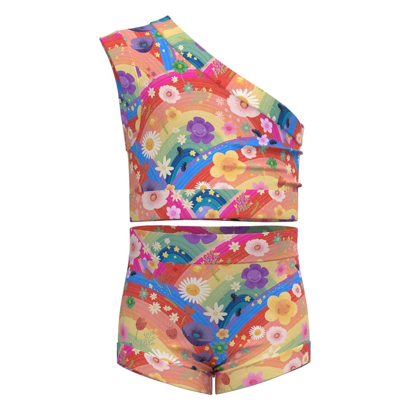 Milktology Rainbow Flowers Bummies + Shoulder Tank