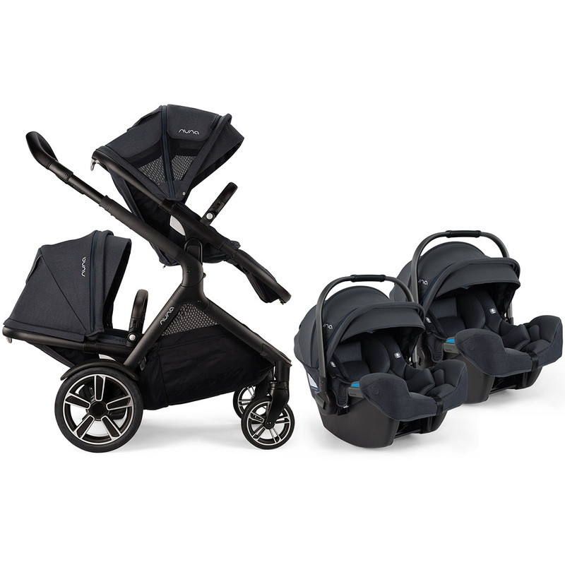 Nuna DEMI Grow + PIPA RX Twin Travel System with Aire Protect Canopy + Classic Canopy – Ocean