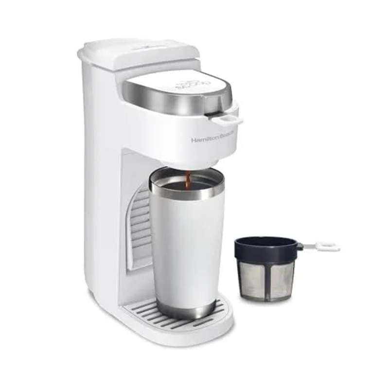 The Scoop 1 Cup, Single Serve White Coffee Maker with No Pods or Filters Needed