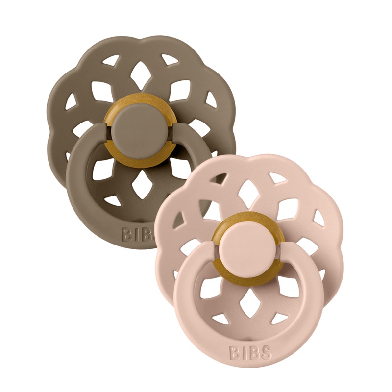 BIBS Boheme Pacifier 2 PACK Latex Size 2 Dark Oak/Blush