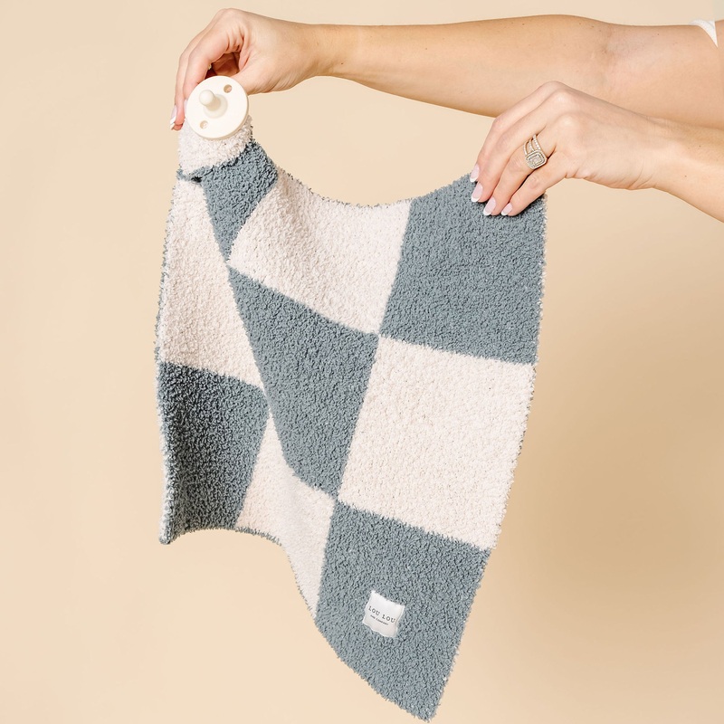 Chenille Blanket – Ocean Check – Mini/Lovey