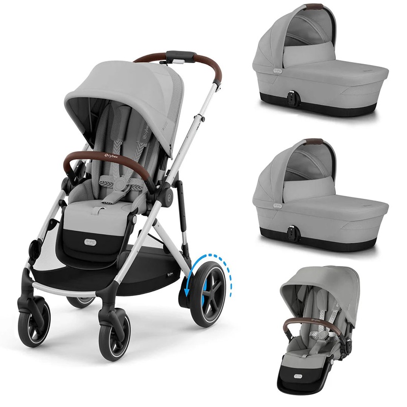 Cybex eGazelle S Twin Bundle (2 seats, 2carrycots) – Stone Grey