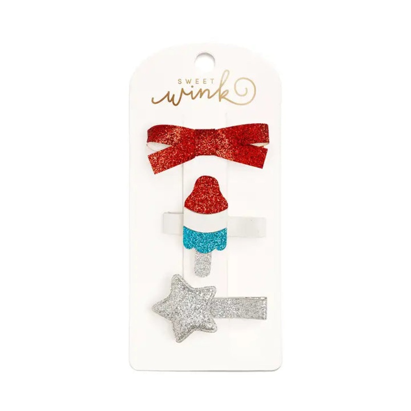 Bomb Pop Clip Set – 4th of July – Hair Clips