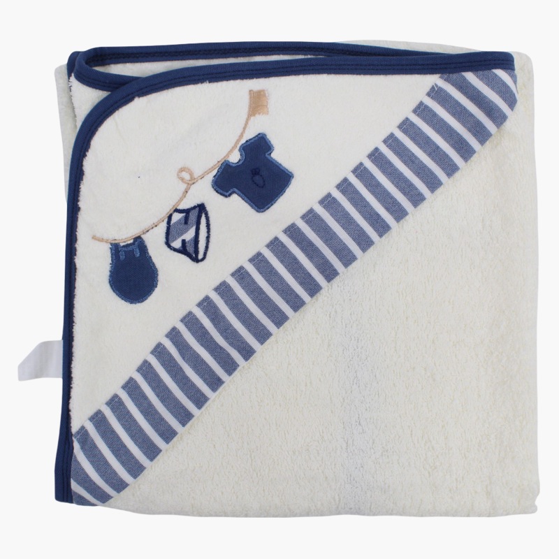 Cotton Baby Hooded Towel – White with Cute Design