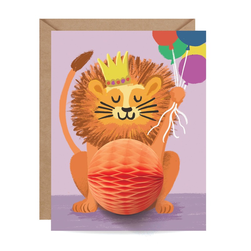 Inklings Paperie Pop-up Card – Lion – Birthday