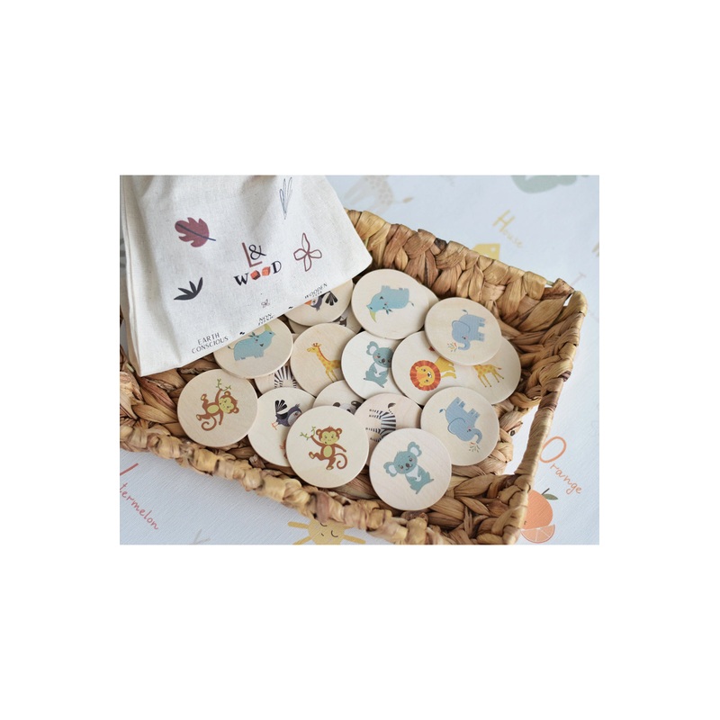 L And Wood Wooden Animals Memory Game ( 18 pcs )