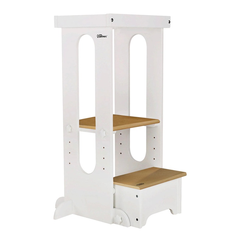 Little Partners Explore N Store Learning Tower – Soft White w/Natural Platform