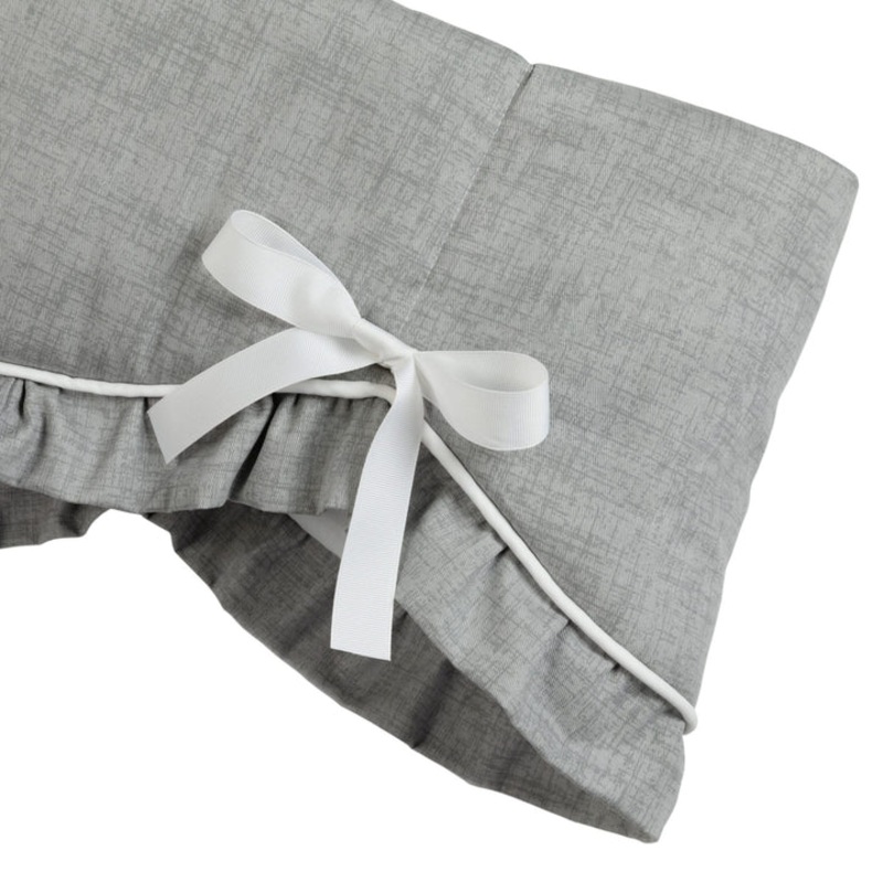 Liz & Roo Gray Crosshatch Scalloped Crib Rail Cover (White Trim)