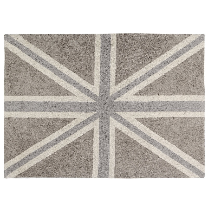 Lorena Canals Flag Rug, UK – Linen/Grey (4′ 8″ x 6′ 7″)