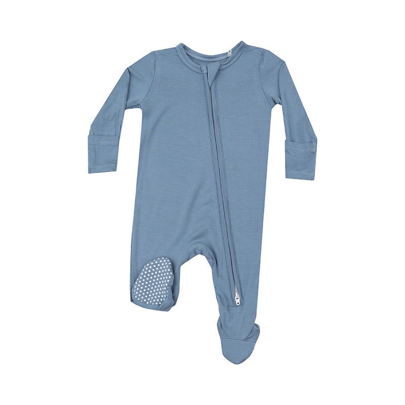 2 Way Zipper Footie – Faded Denim