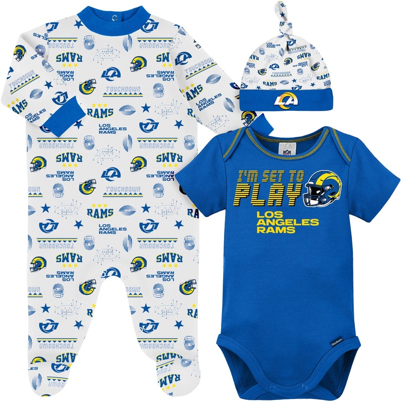 3-Piece Baby Boys Rams Bodysuit, Sleep ‘N Play & Cap Set