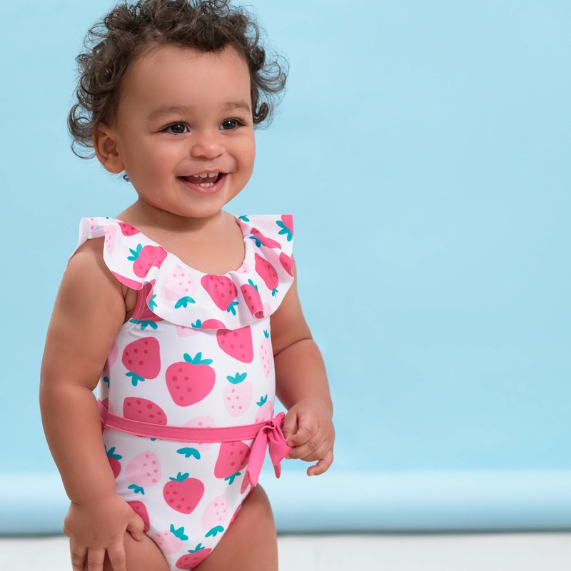 Baby & Toddler Girls UPF 50+ Strawberry One-Piece Swimsuit With Ruffle