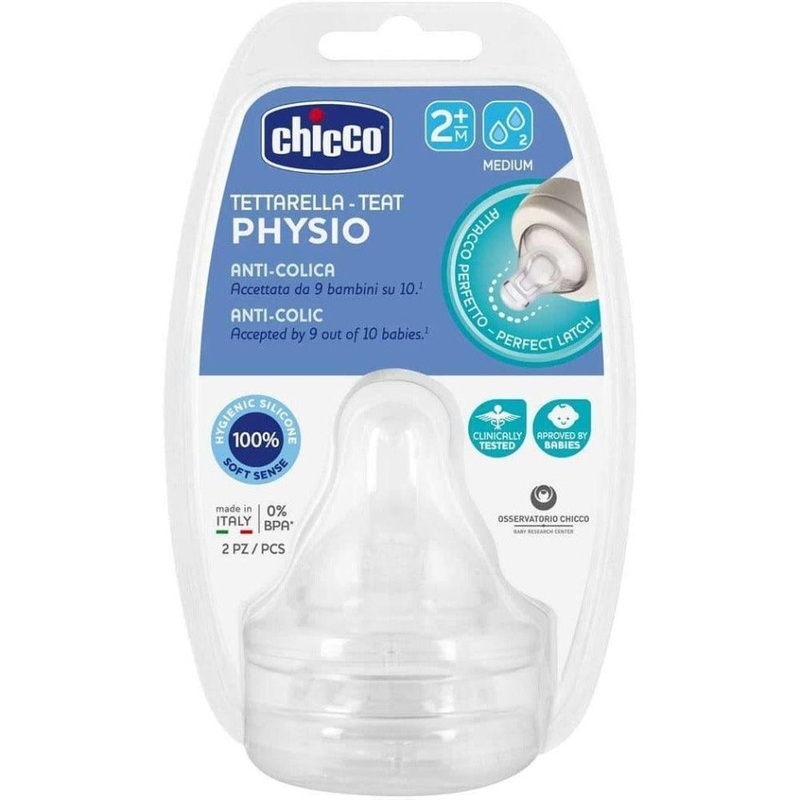 Chicco Perfect-5 Silicone Medium Flow Teat – 2 Pieces