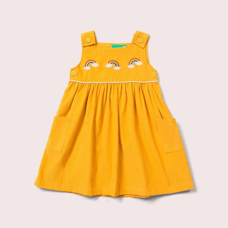 Little Green Radicals – Embroidered Rainbow Corduroy Pinny Dress