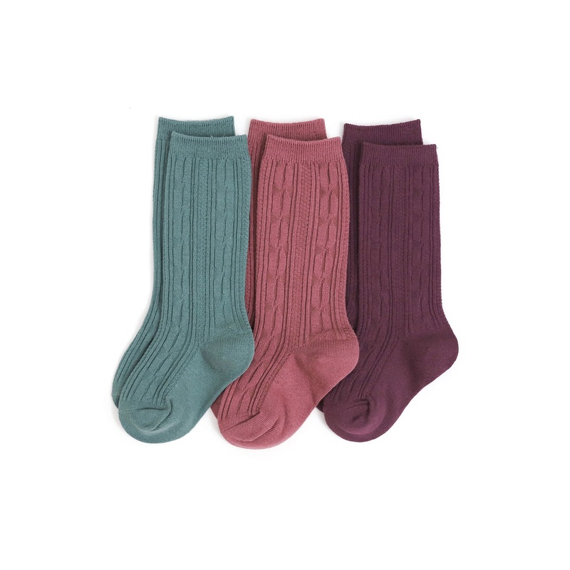 Little Stocking Co. Cable Knit Socks- Denali  – 3 Pack