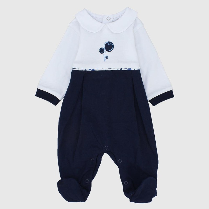 Navy Long-Sleeved Baby Footie
