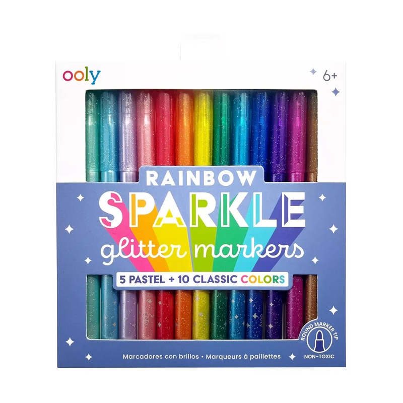 Ooly Rainbow Sparkle Glitter Markers – Set of 15