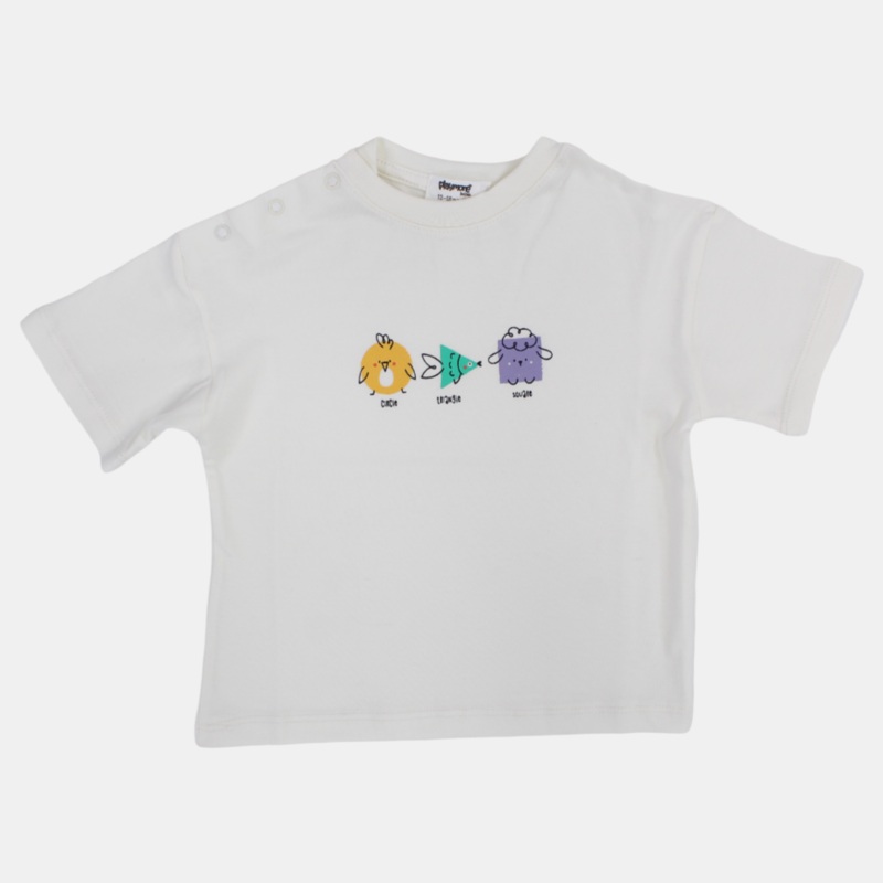 Unisex Baby Off-white “Circle Triangle Square” Cotton T-Shirt