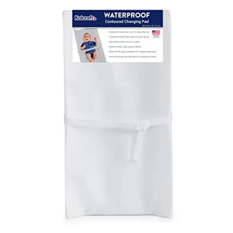 Waterproof Easy-Clean Contoured Diaper Changing Pad White