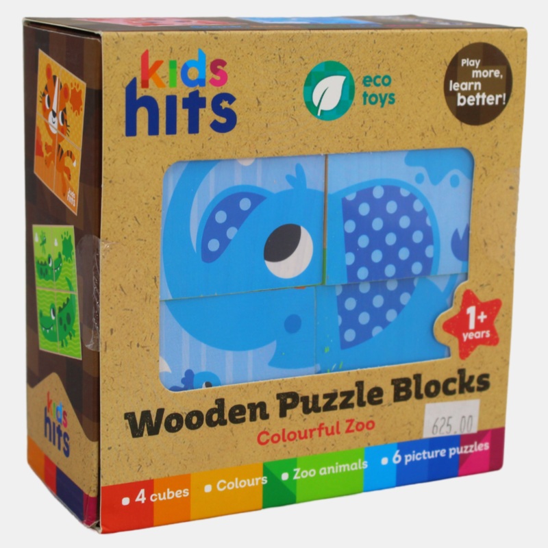 Wooden Puzzle Blocks Colourful Zoo