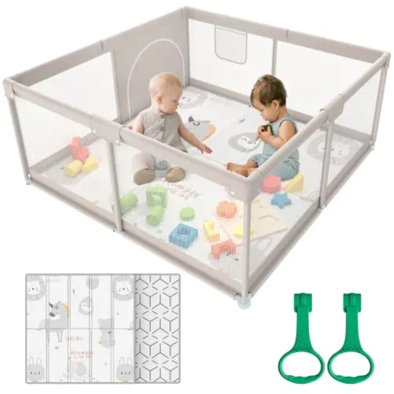 Baby Playpen with Mat, 47x47inch Playpen