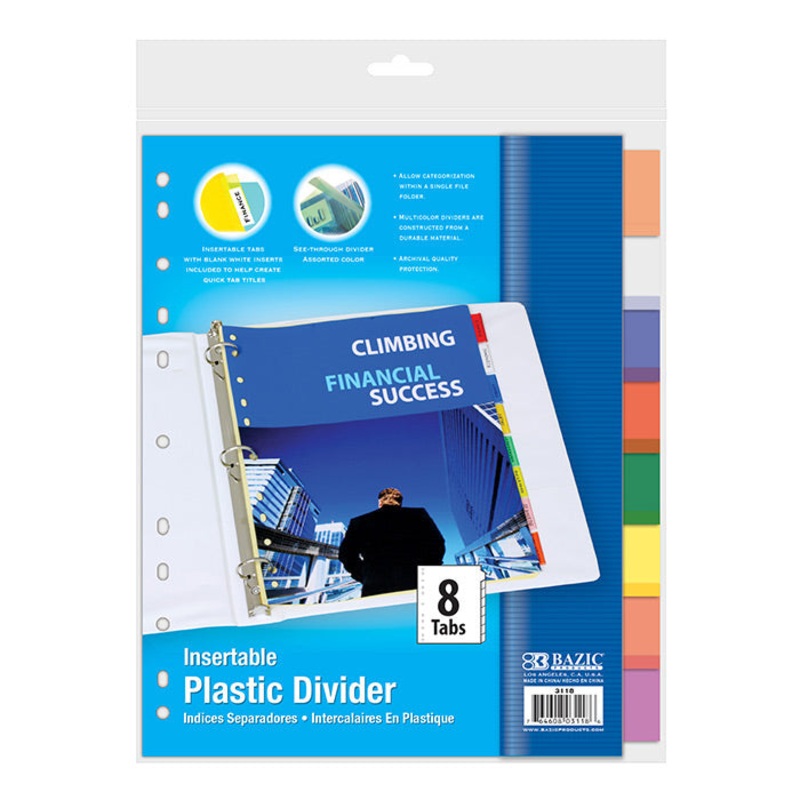 BAZIC Dividers w/ 8-Insertable Color Tabs