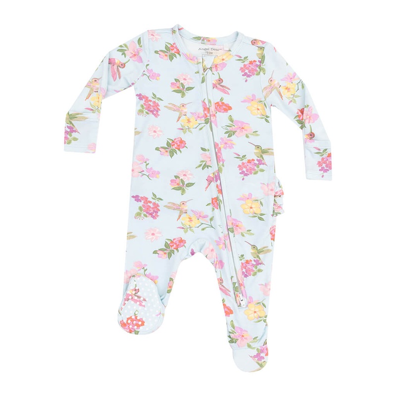 ADR 2 Way Zipper Ruffle Back Footie Cute Hummingbirds
