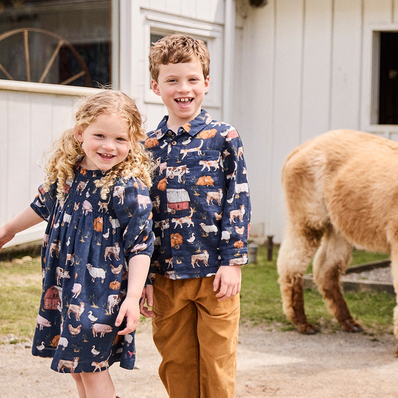 Girl’s Stevie Puff Sleeve Dress – On the Farm