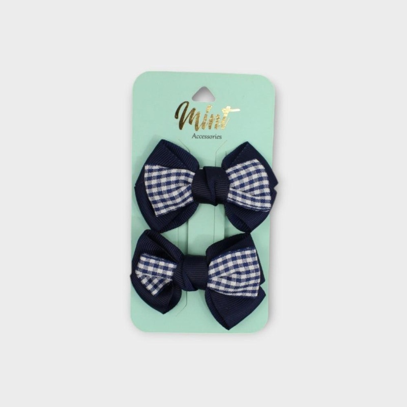 Navy Bow Hair Pin (Pack Of 2)