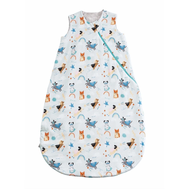LouLou Lollipop Tencel Sleep Bag, 0-6 Months, Superhero Dog, 1.0 TOG