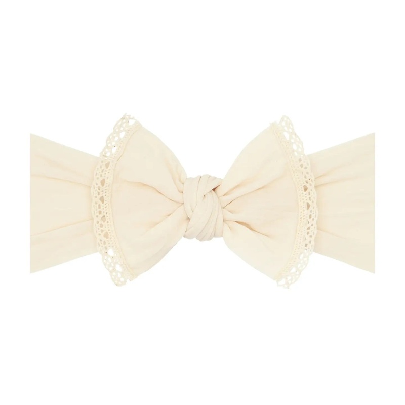 Trimmed Classic Knot Headband – Oatmeal Lace